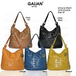 Galian Alligator Croco Print Handbag Tan Bag